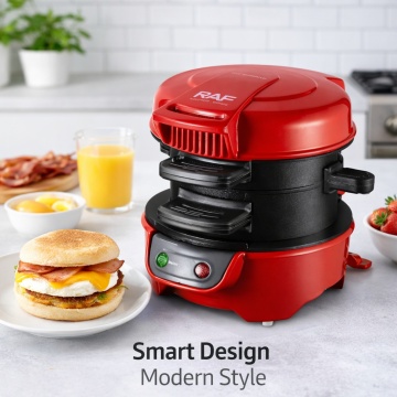 Aparat Burger Maker si Sandwich Raf R666 600W Placi Antiaderente Rosu - Img 6