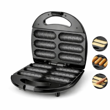 Aparat pentru Rulouri si Hot Dog Raf R803, Corn Dog Maker 850W Multifunctional 6 Forme, Gatire Rapida Negru