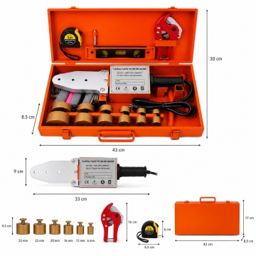 Aparat plita sudat tevi PPR Pexor 2000W, control precis al temperaturii, incalzire rapida, 20mm-32mm, 6 bacuri, foarfeca taiat tevi, ruleta 3m, impus, orange - Img 7