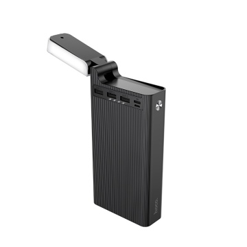 Baterie externa Hoco J62, 30000mAh, 3xUSB-A, incarcare wireless, lampa LED, 10W, Negru - Img 1