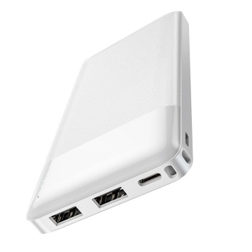 Baterie externa Hoco J72, 10000mAh, 2xUSB-A, incarcare 10W, Alb - Img 1