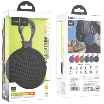 Boxa portabila 5W, Hoco BS60, Bluetooth 5.2, TWS, TF card, USB, negru - Img 5