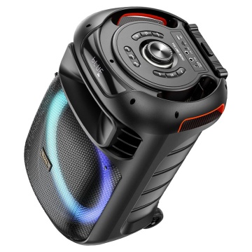Boxa portabila 60W, Hoco HA5, Bluetooth 5.0, 7000mAh, 2 microfoane wireless, TWS, TF card, USB, AUX, inel RGB, negru - Img 2