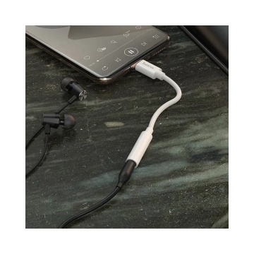 Cablu Audio Hoco LS35, USB-C la Jack 3.5mm (F) - 8cm, alb - Img 3
