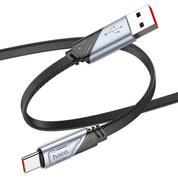 Cablu USB-A la USB-C, Hoco U119, 5A, Flat, 1.2m, negru - Img 1