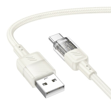Cablu USB-A la USB-C, Hoco U129, 18W, 3A, Crystal, 1.2m, auriu - Img 1