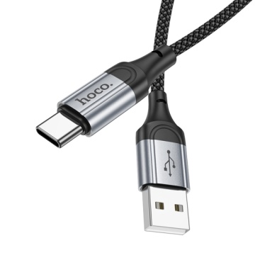 Cablu USB-A la USB-C, Hoco X102, 3A, Braided, 1m, negru - Img 1