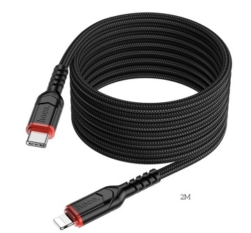 Cablu USB-C la Lightning, Hoco X59, PD20W, QC3.0, Braided, 1m, negru - Img 2
