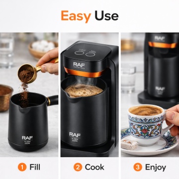 Cafetiera Turceasca Automata RAF R.147H 500W 280 ml Control Inteligent Spuma Bogata Negru Auriu - Img 6