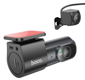 Camera Video pentru masina Hoco DV8, HD 2K, cu mini LCD, Fata + Camera Spate, negru - Img 1