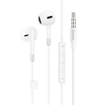 Casti cu Fir Hoco M109, In Ear, 3.5mm, 1.2m, Mic & Volume Key, HiFi, alb - Img 1