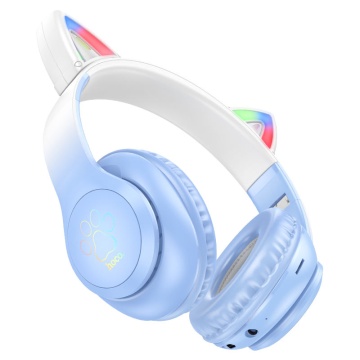 Casti Wireless Hoco W42, Over Ear, BT 5.3, 180h StandBy, 400mAh, Kids, Crystal, albastru