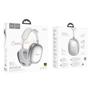 Casti Wireless Hoco W55, Over Ear, BT 5.4, 200h StandBy, TF Card, argintiu - Img 3