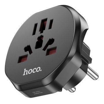 Convertor priza Hoco AC6, adaptor universal, incarcare rapida, EU Plug, negru - Img 4