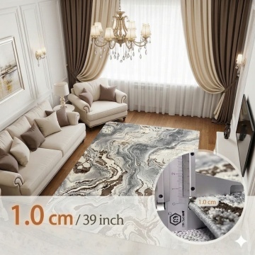 Covor Livario Aurum Galaxy Maro, design modern abstract, confort sporit, gri maro - Img 6