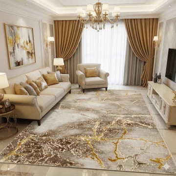 Covor Modern Livario Imperial Effect Gresie Beige Gold