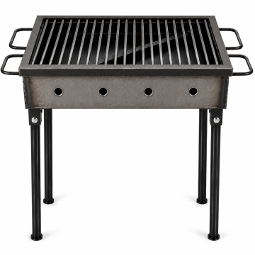 Gratar gradina profesional Pexor S 30 X 40 CM metal gros 3 MM, pentru carbune si lemne, sita inox, picioare 40 cm, gri