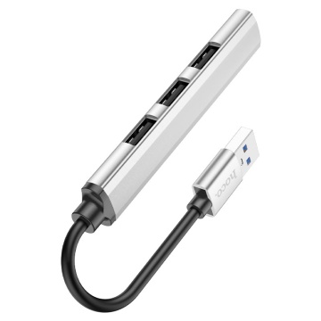 Hub Adaptor Multiport USB-A la USB-A, Hoco HB26 OTG 3.0 + 3x USB-A 2.0, gri - Img 2