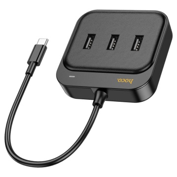 Hub USB Multiport, Hoco HB31, USB-A la 4 x USB-A 2.0, 4 in 1, 1.2m, negru - Img 1