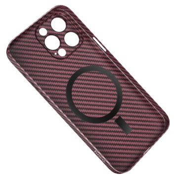 Husa iPhone 14 Pro Max Hoco, MagSafe, carbon, thin, protectie premium, bordo - Img 2