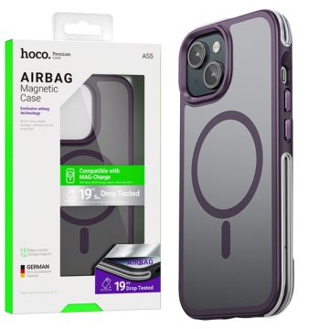 Husa iPhone 15 Pro Hoco AS5, MagSafe, GripEdge, magneti, Frosted, violet-gri - Img 5