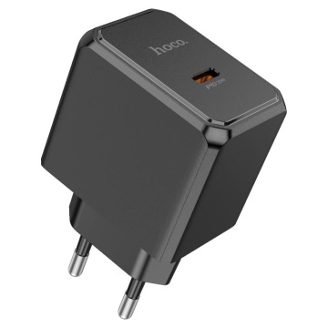 Incarcator Retea + Cablu Lightning, Hoco CS13A, 20W, 1xUSB-C, PD, negru - Img 2
