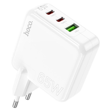 Incarcator Retea Hoco C115A, 65W, 2xUSB-C, 1xUSB-A, PD, QC 3.0, alb