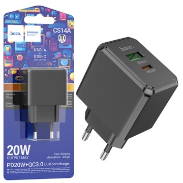 Incarcator Retea Hoco CS14A, 20W, 1xUSB-A, 1xUSB-A, negru - Img 6