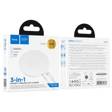Incarcator Wireless Hoco CW50, AP Series, 15W, Qi Charging, Fast, alb - Img 5