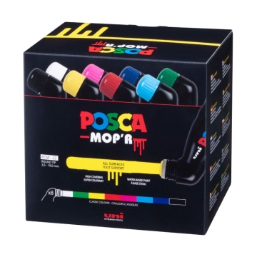 Marker UNI Posca mop'r PCM22, varf rotund buretat 3.0-19.0mm, alb - M1422 - Img 5
