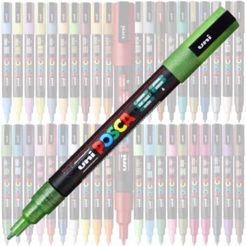 Marker UNI Posca PC-3M, varf rotund, 0.9-1.3mm, verde sclipici - M1276 - Img 2