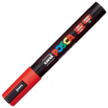 Marker UNI Posca PC-5M, varf rotund, 1.8-2.5mm, rosu - M175 - Img 2