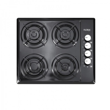 Plita incorporabila Floria ZLN-1864, negru, 4 ochiuri, GPL/gaz natural, aprindere electrica, 60x50 cm