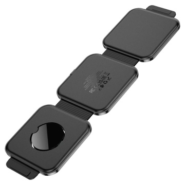 Statie Incarcare Wireless, Hoco CQ4, MagSafe, 15W, Qi Charging, Folding, 3 in 1, negru - Img 2