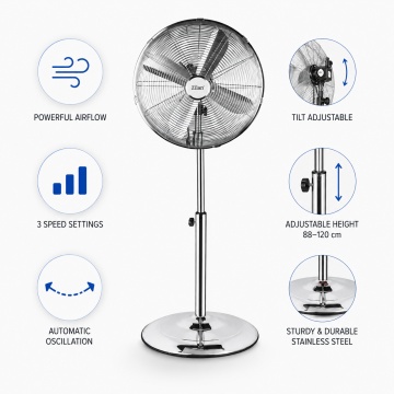 Ventilator inox cu picior Zilan ZLN1112, 50W, 3 viteze, oscilatie, 120 cm - Img 4