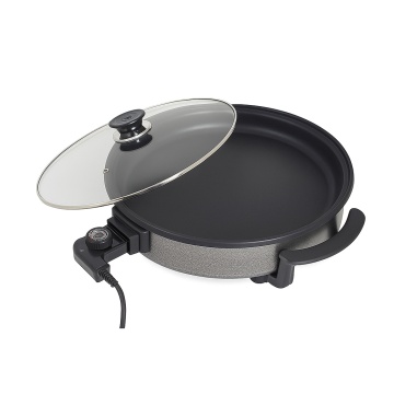 Zilan Tigaie electrica ZLN7870, 1500 W, diametru 38 cm, termostat reglabil, capac sticla, non-stick, gri-negru