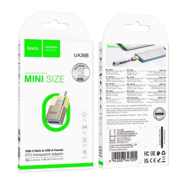 Adaptor USB-C la USB-A, OTG Hoco UA36B, incarcare rapida, auriu - Img 6