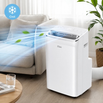 Aer conditionat mobil Zilan ZLN1054, 12000 BTU, 3 in 1 racire dezumidificare ventilatie, WiFi, telecomanda, alb - Img 2