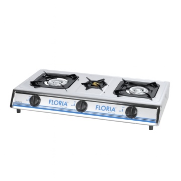 Aragaz inox 3 ochiuri FLORIA, piezo, 1.9kW, ZLN8472, alb-gri