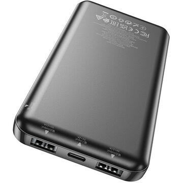 Baterie externa 10.000mAh, Hoco J100, 2xUSB-A, incarcare rapida, negru - Img 3