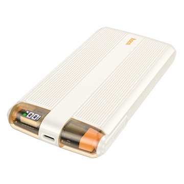 Baterie externa Hoco J127A, 10000mAh cu mini-cabluri USB-C / Lightning, 20W, Display LED, Mecha Dual, Alb - Img 3