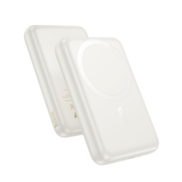 Baterie externa Hoco J141, 10000mAh, wireless MagSafe, magnetica, PD 20W, USB-C, Alb - Img 1