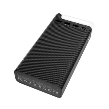 Baterie externa Hoco J62, 30000mAh, 3xUSB-A, incarcare wireless, lampa LED, 10W, Negru - Img 2