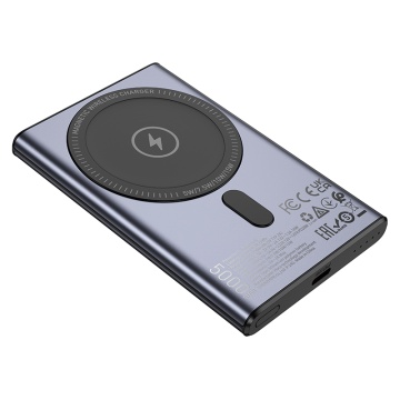 Baterie externa Hoco Q32, 5000mAh, wireless magnetica, PD 20W, USB-C, metal gray - Img 5