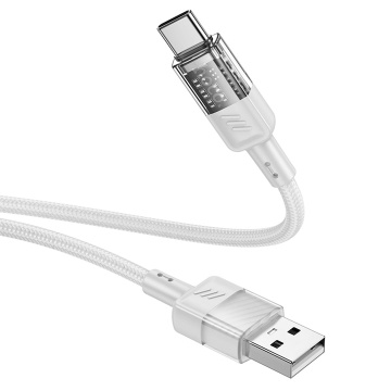 Cablu USB-A la Lightning, Hoco U129, 18W, 2.4A, Crystal, 1.2m, gri - Img 3