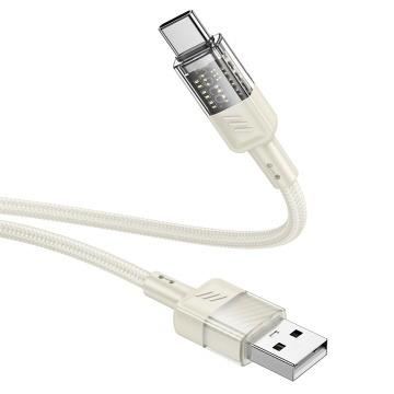 Cablu USB-A la USB-C, Hoco U129, 18W, 3A, Crystal, 1.2m, auriu - Img 2