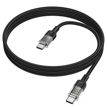 Cablu USB-C la Lightning, Hoco U129, PD27W, QC3.0, Crystal, 1.2m, negru - Img 2