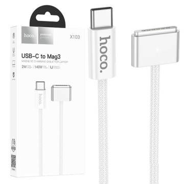 Cablu USB-C la Mag3, Incarcare Magnetic Hoco X103, 140W, 2M, alb - Img 6