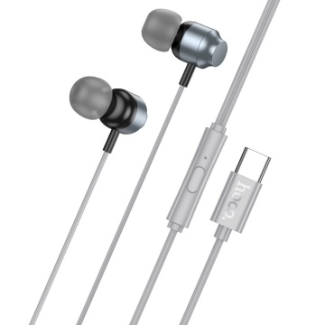 Casti cu Fir Hoco M122, In Ear, USB-C, 1.2m, Mic & Volume Key, HiFi, gri - Img 1