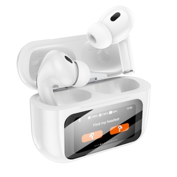 Casti Wireless Hoco EW72, Ear Buds, cu ecran LED, BT 5.4, ANC, 360mAh, alb - Img 1